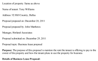 restaurant lease proposal template business lease proposal templates