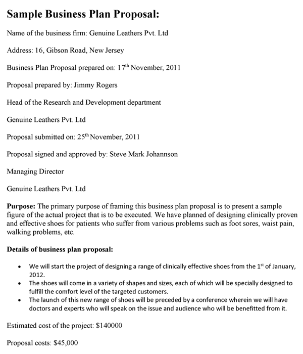 example of business plan proposal