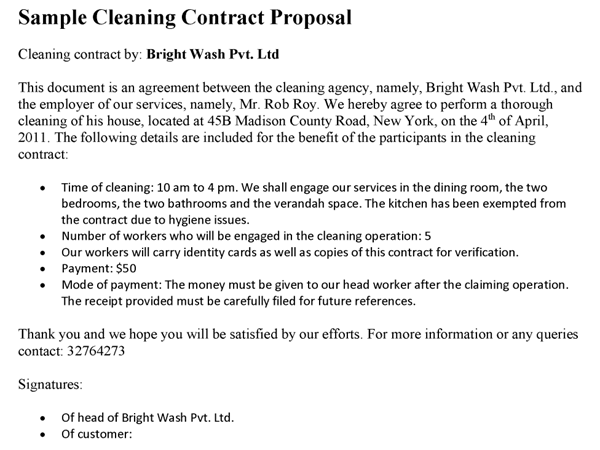 Cleaning Contract Proposal Template
