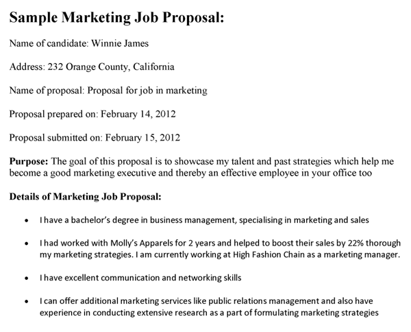 Marketing Job Proposal Template