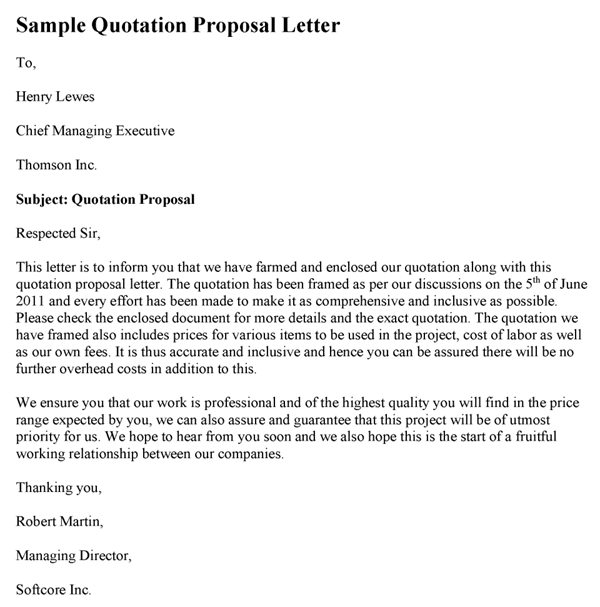 Sample Bid Proposal Letter from www.proposal-samples.com