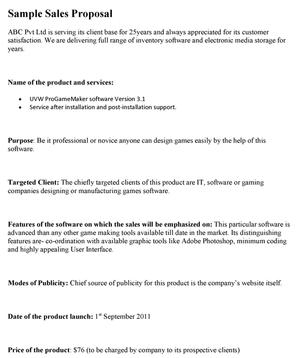Sample Sales Proposal