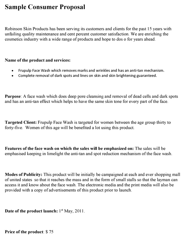 Sample Consumer Proposal Template