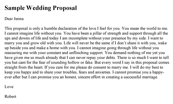Sample Wedding Proposal