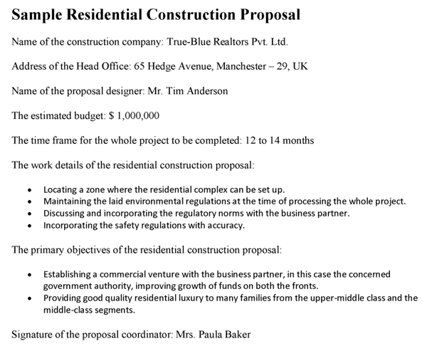 Residential Construction Proposal Template