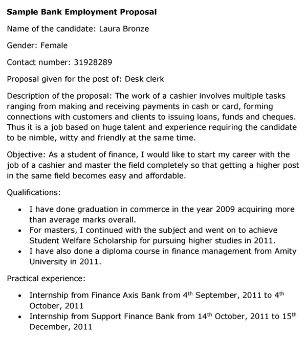 Bank Employment Proposal Template