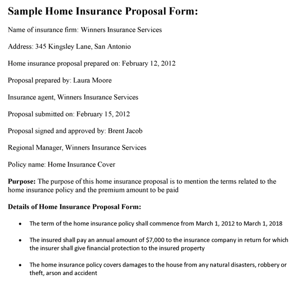 Home Insurance Proposal Form