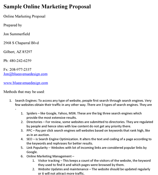 Online Marketing Proposal Template