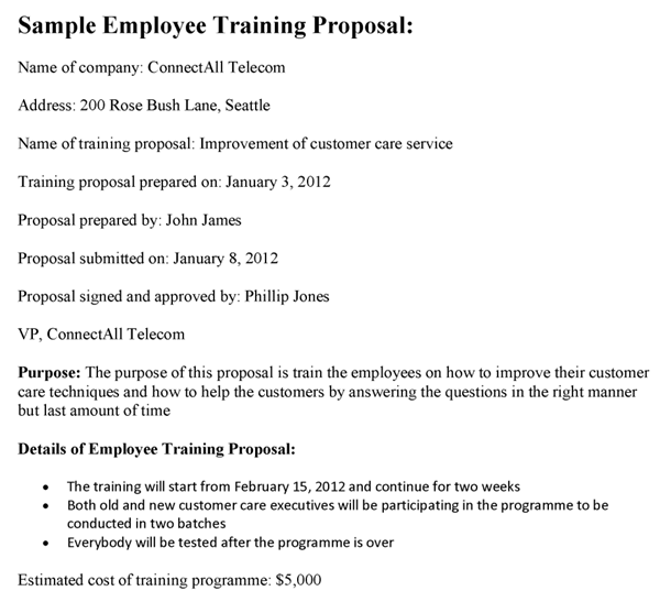 Employee Training Proposal Sample